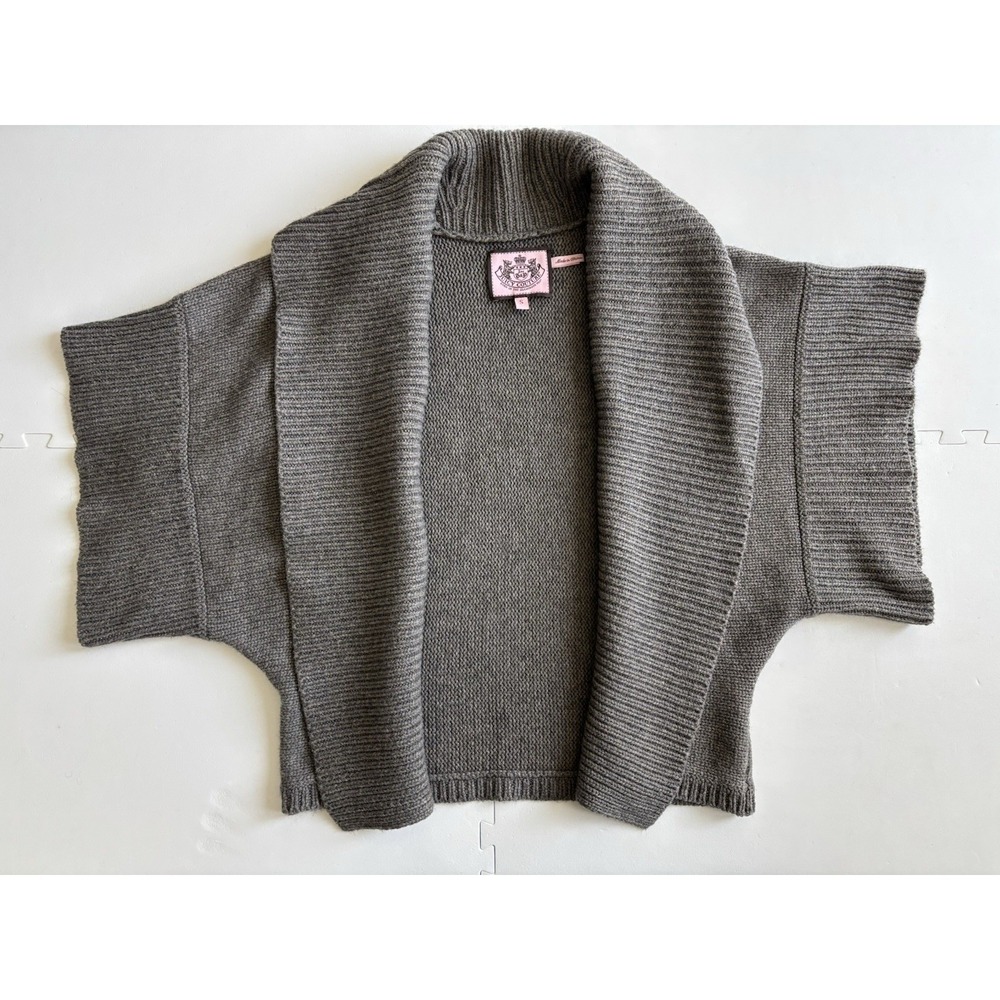 Vtg JUICY COUTURE Open Cardigan Dolman Sleeve Wool Cashmere Y2k - Size S Brown